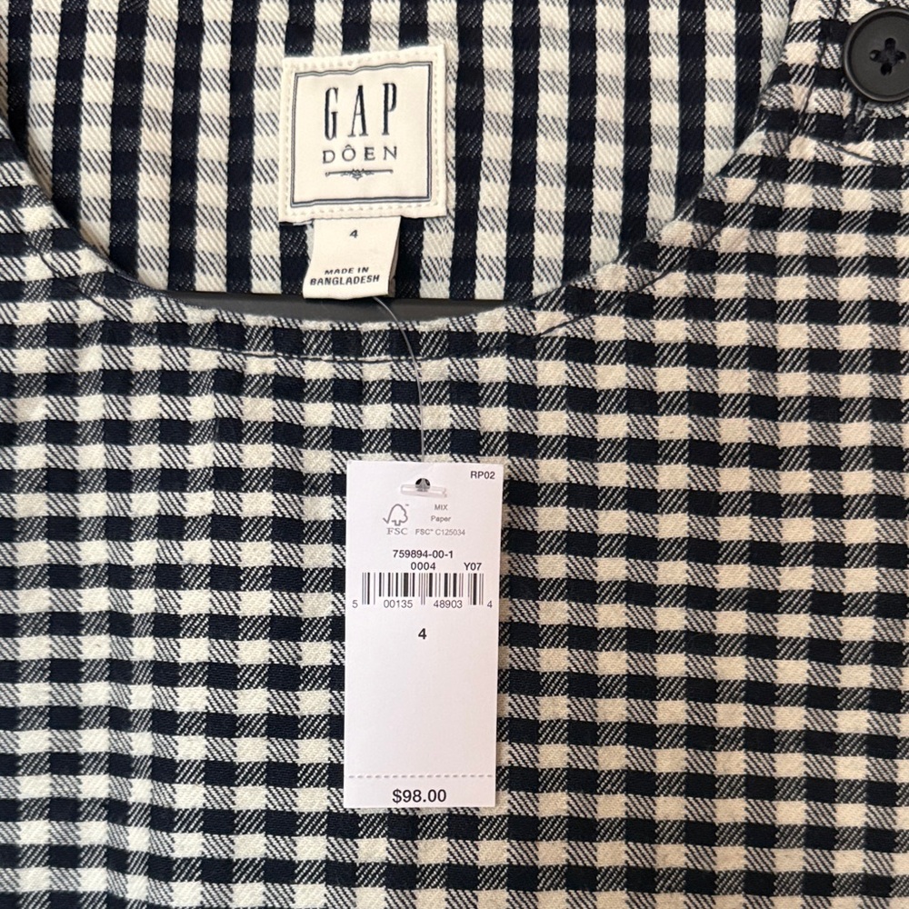 DOEN x Gap Navy and White Gingham Mini Dress - Picture 2 of 5